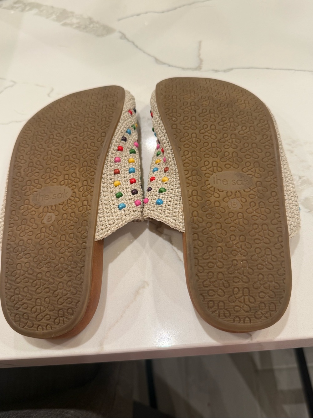 The Sak Crochet Slide Mules in Beige with Multicolor Beads, WORN TWICE‼️ - Picture 3 of 5